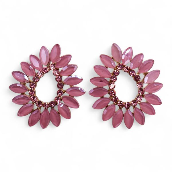 Brincos de Vidro Vintage - Argola - Rosa