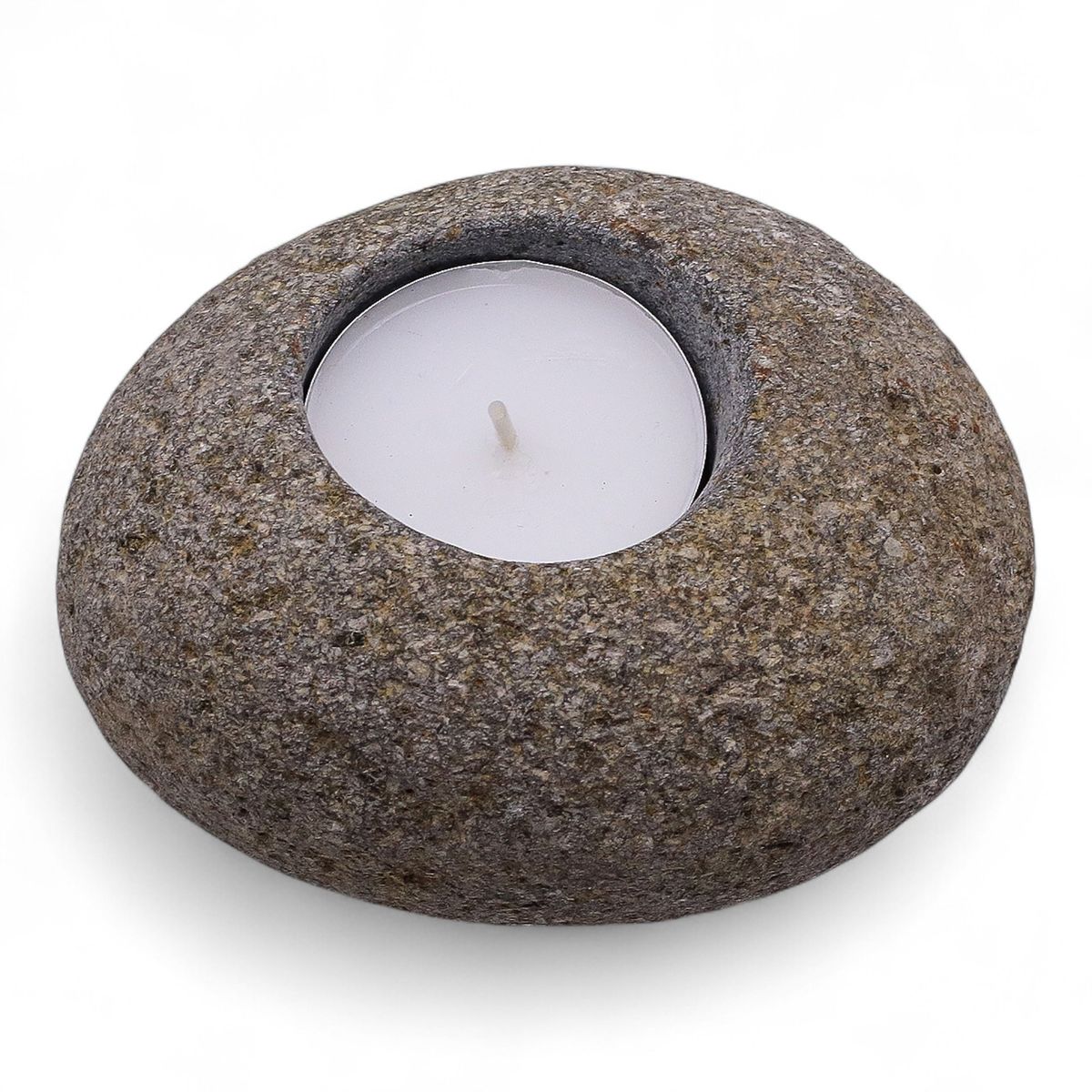 Castiçal de pedra de rio natural - luz noturna única