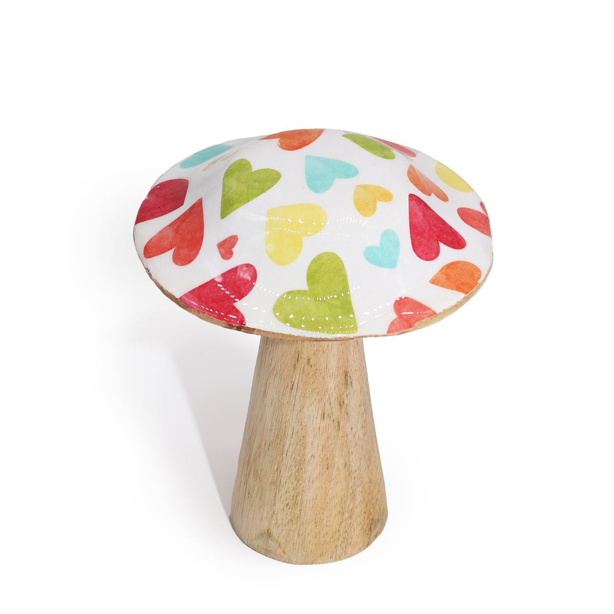 Cogumelo pequeno - 10 cm - Corações em tons pastel