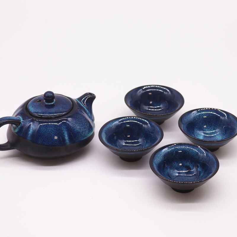 Set Théière Herbal Bleue - Pot & Quatre Tasses
