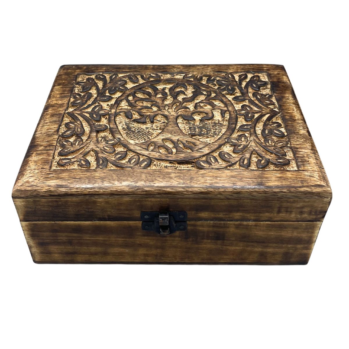 Caixa de Recordações Grande em Madeira 20x15x7,5cm - Árvore da Vida