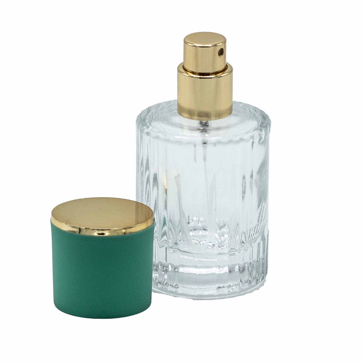 Frascos de vidro para perfume com pulverizador e tampa verde 30 ml
