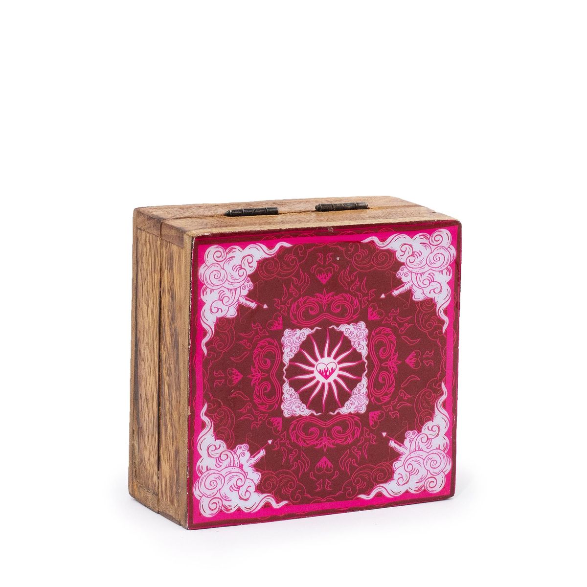Caixa quadrada esmaltada pequena 10x10x4,2 cm - Sol Vermelho - HOP HARE