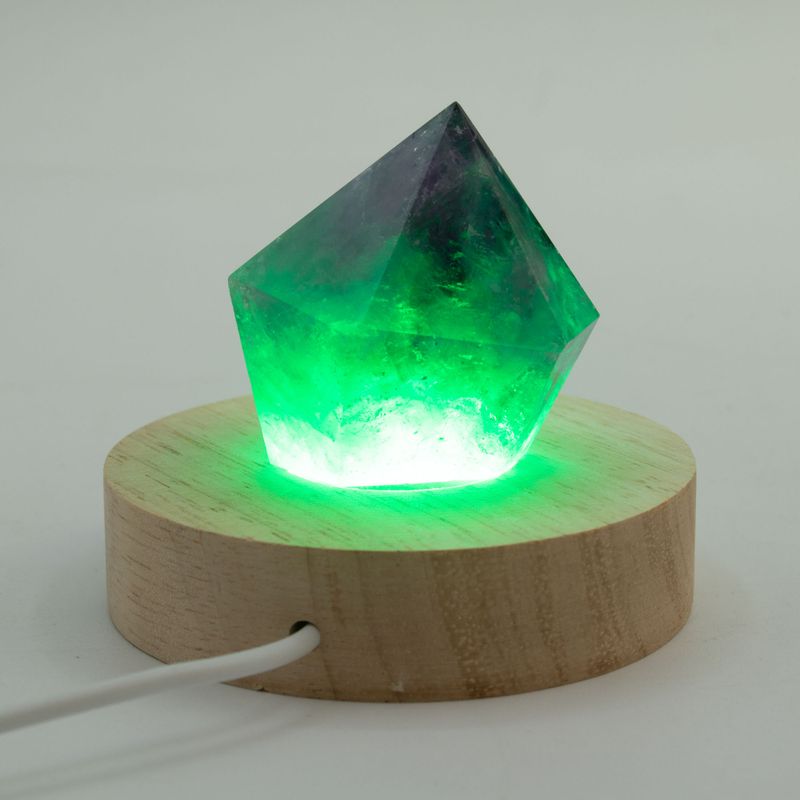 Дерев'яна LED-підставка з USB Кругла 8 см  - Багатокольорове Світло