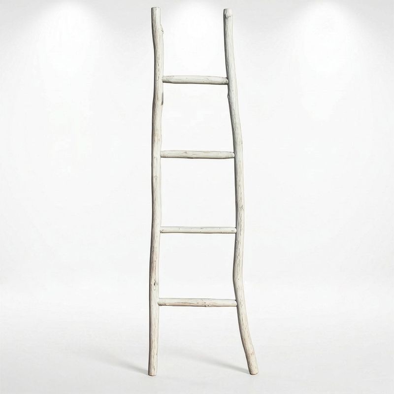 Large Kemu Wood Ladder - 1.5m - Whitewash - Japan Style