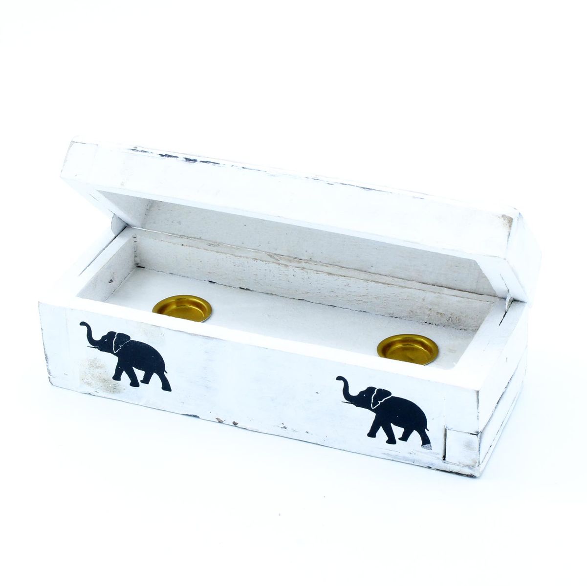 Porta-incenso com acabamento em branco - Caixa para cones de incenso de 15 cm