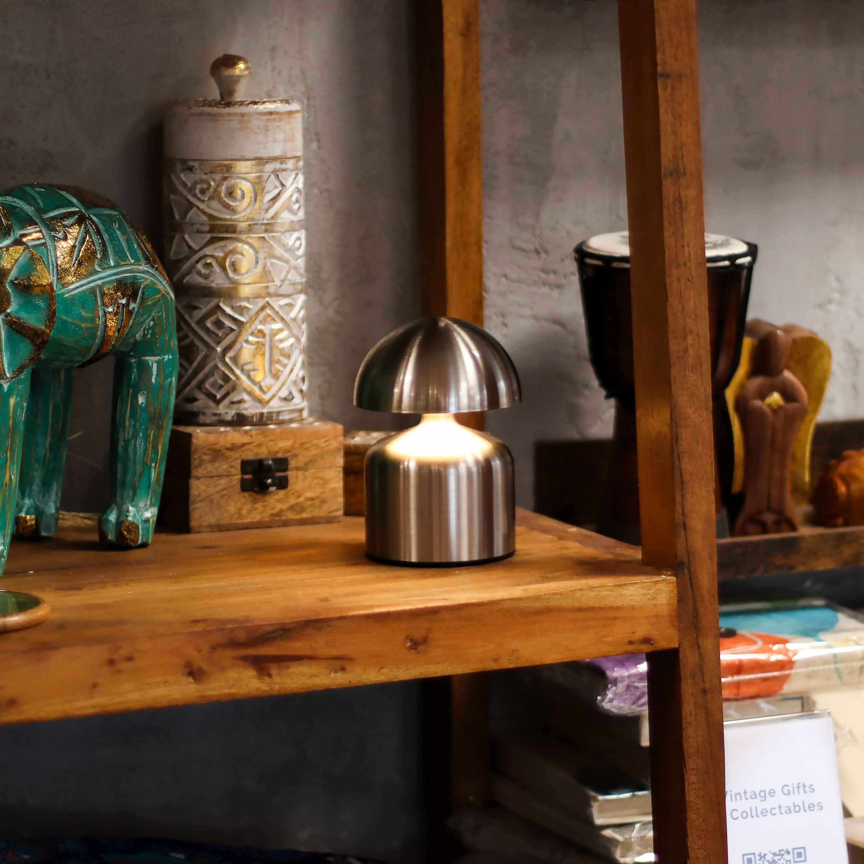 Touch-lampa - Kupolformad Svamp i Silver - USB (C) - Uppladdningsbar (400 Watt)