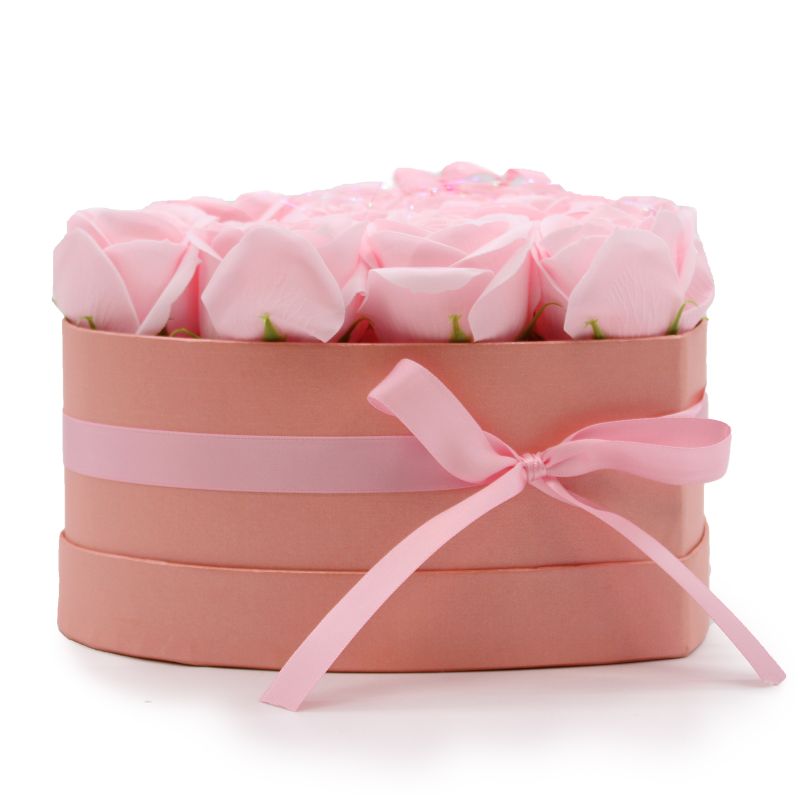 Coffret Cadeau de Fleurs de Savon - 13 Roses Roses - Coeur