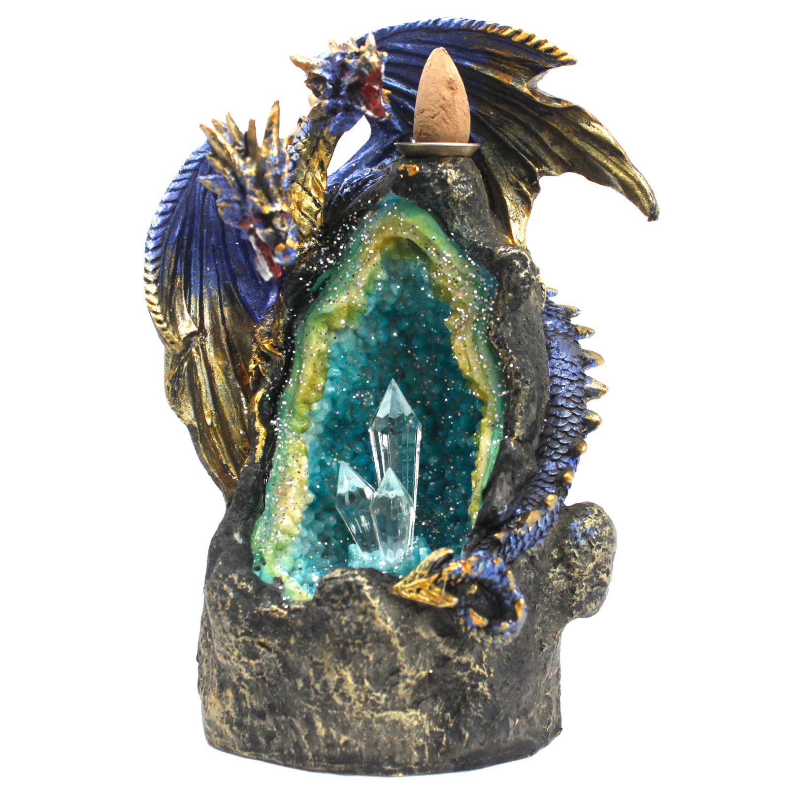 Backflow Incense Burner Dragon Crystal Cave LED 13cm x 10cm x 17.8cm