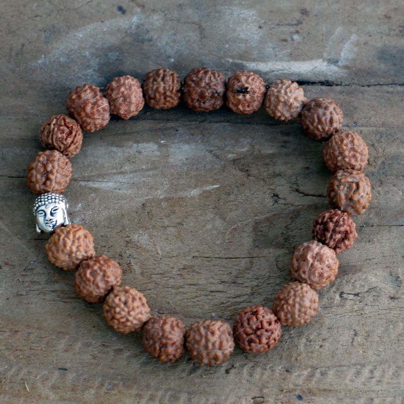 Rudraksha Buddha Mala Náramek - Hnědý