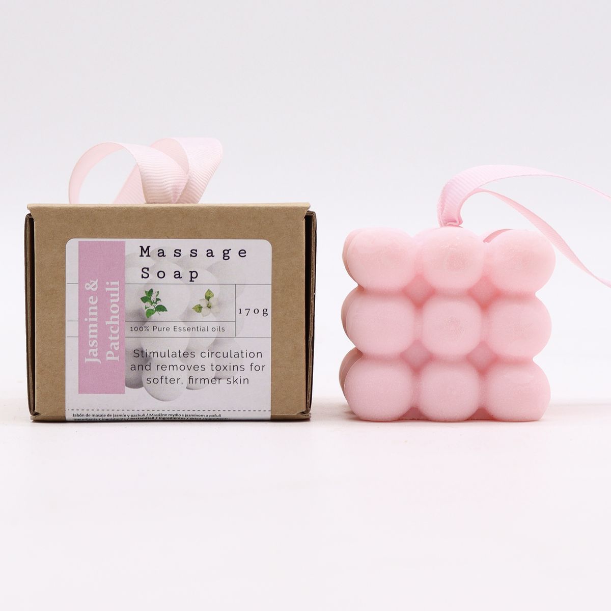 Sabonete de massagem individual em caixa - Jasmim e patchouli