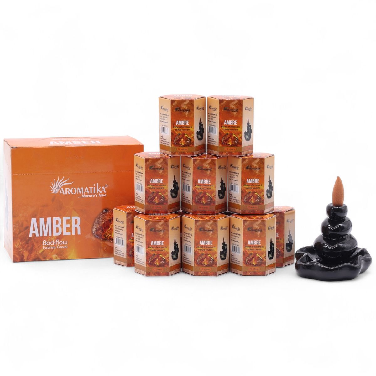 Pacote de 10 incensos Masala Refluxo - Âmbar