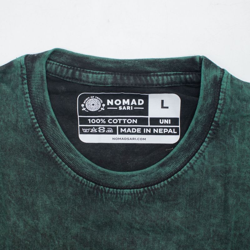 Nomad Sari Camiseta de algodón lavado a piedra - Árbol de la Vida - Verde - Grande