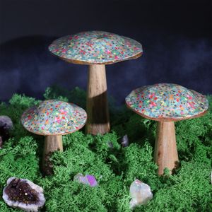 Wooden Enamelled Mushroom Decorations