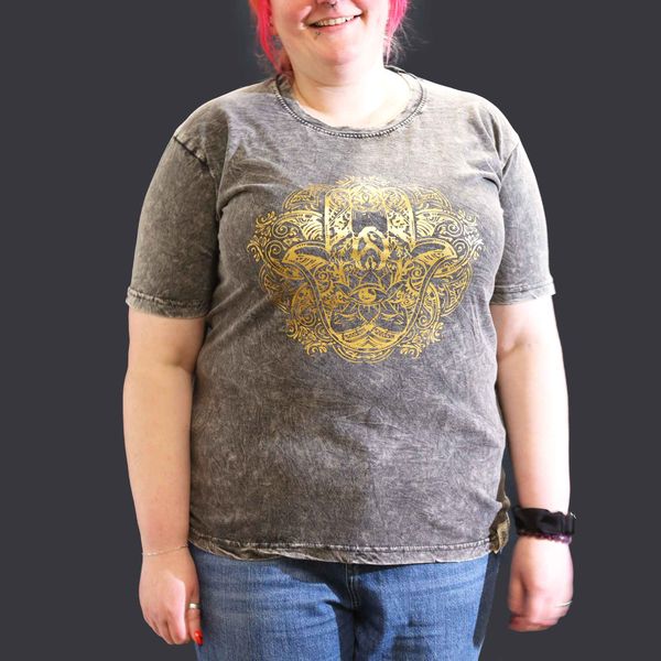 Majica Kratkih Rukava "Stone Washed" (XL) – Hamsa – Tamnosiva
