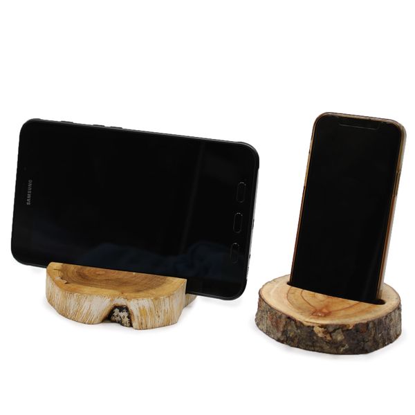 Support de Téléphone en Bois Blanc délavé