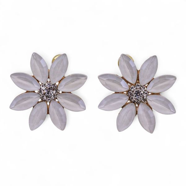 Pendientes de Cristal Vintage - Flores - Perla