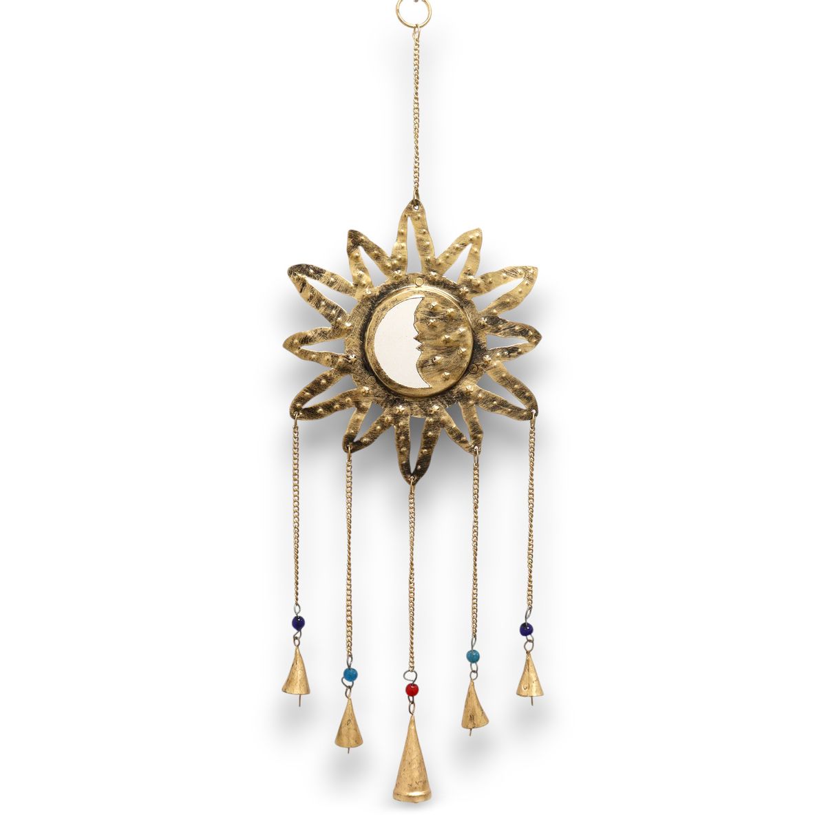 Sinos Indianos Sol & Lua Pequenos - Espelho 5 Sinos - 12x65cm
