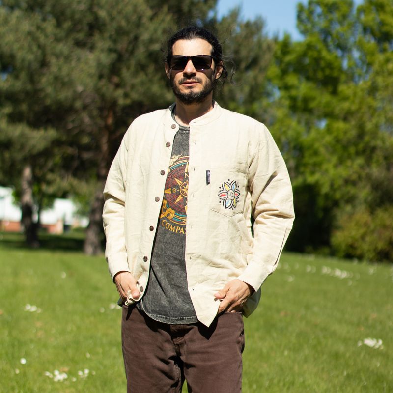 Camiseta de algodón lavado a piedra Nomad Sari - Mantente Salvaje, Hijo de la Luna - Azul - Pequeño