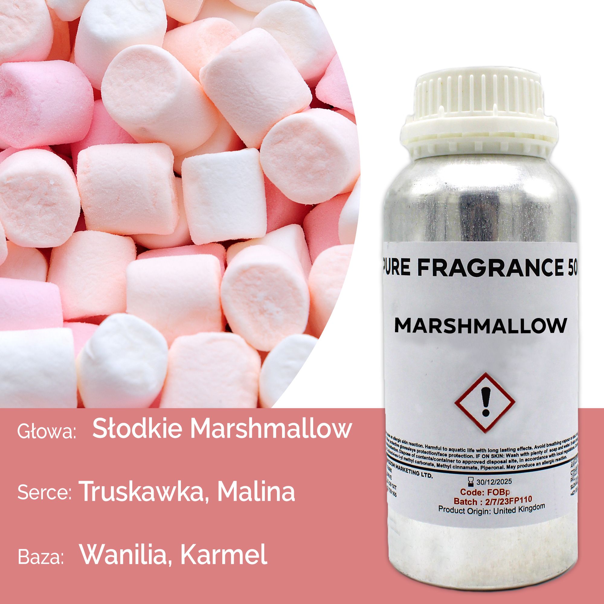 Óleo de fragrância puro de marshmallow - 500 ml