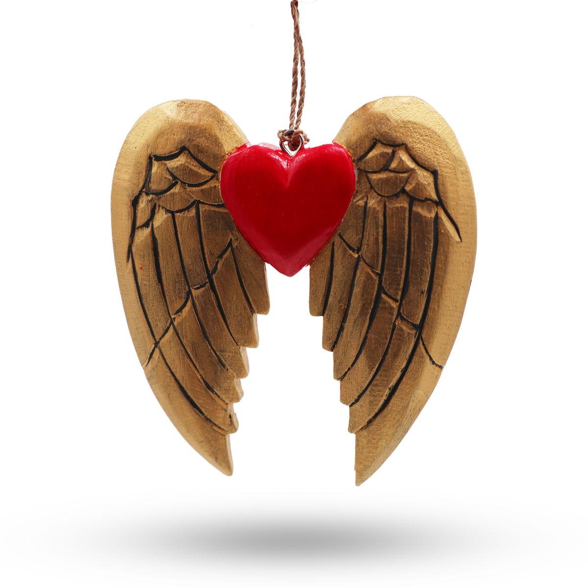 Asa e coração de anjo de Natal dourados - detalhe em preto