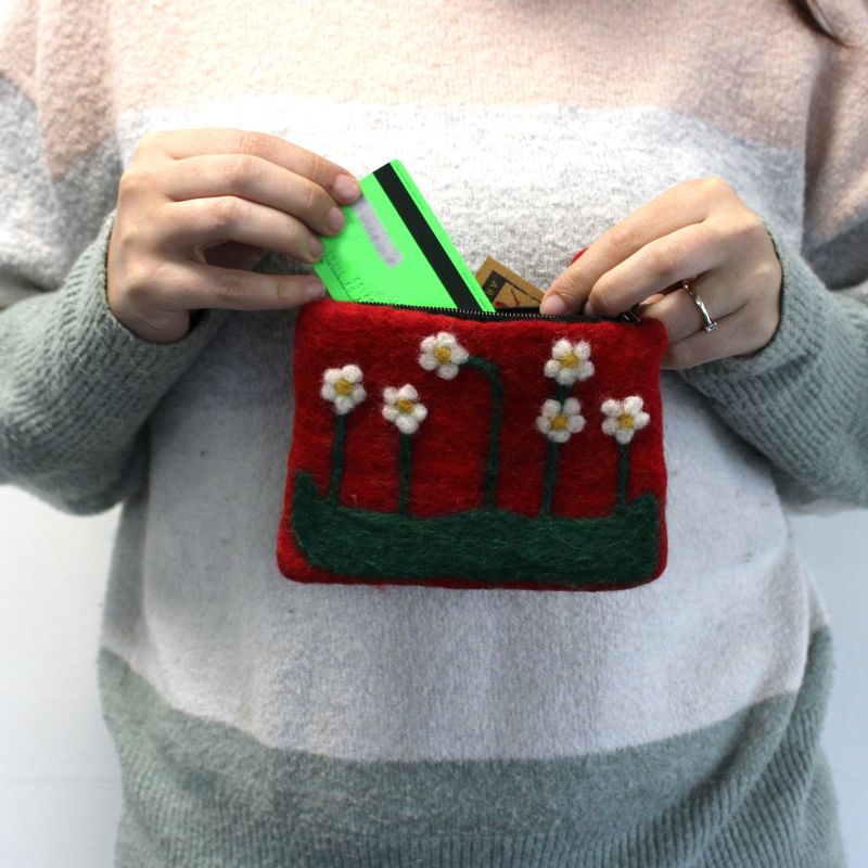 Pochette en feutre naturel (asst) - Fleurs Jardin