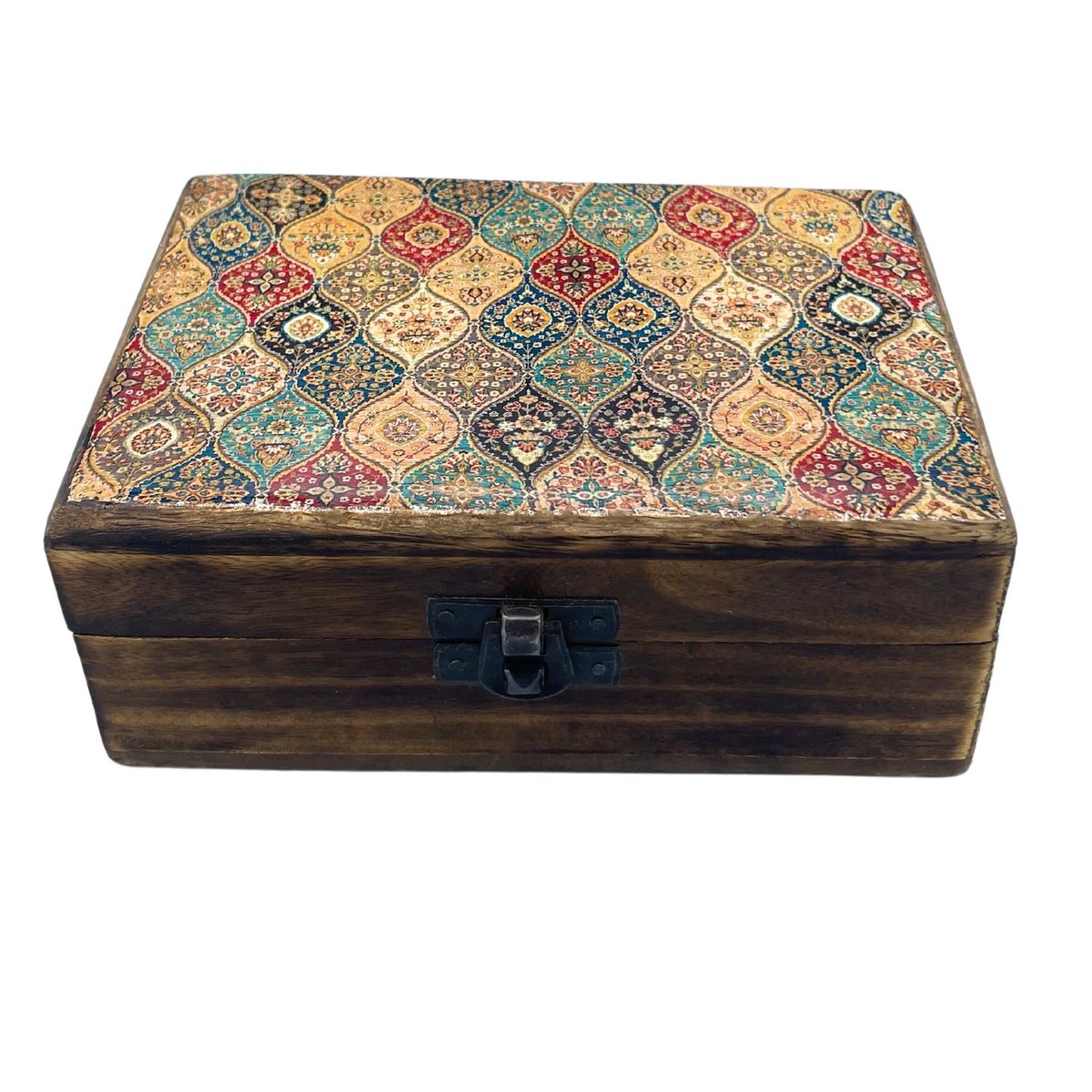 Caixa Média de Cerâmica Esmaltada - 15x10x6cm - Padrão Tradicional