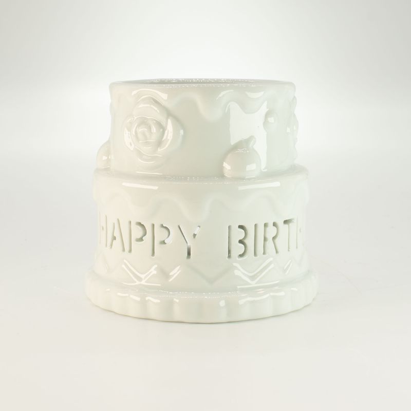 Керамічна Аромалампа "Торт HAPPY BIRTHDAY" - Біла
