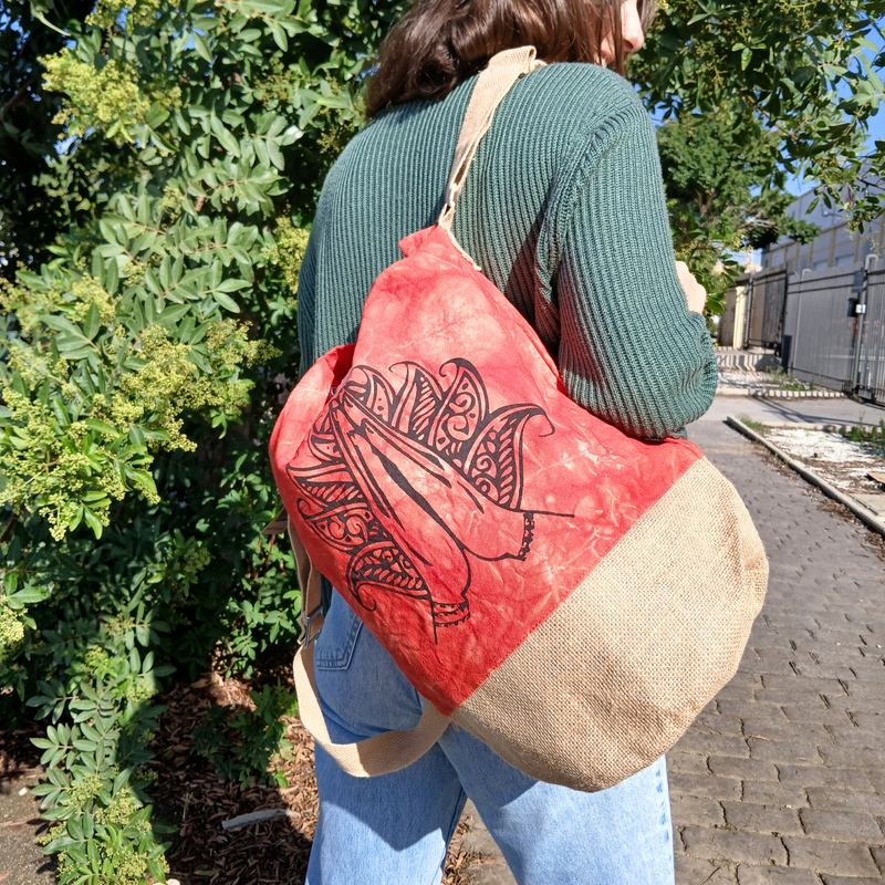 Sac à dos 100 % naturel - Orange effet délavé - Main de Namaste