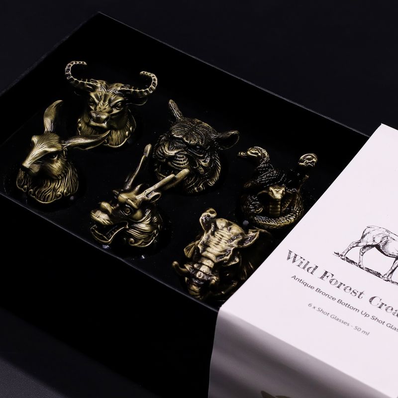 Gift Set of 6 Bottom Up Shot Glasses (50ml) - Mystical Creatures