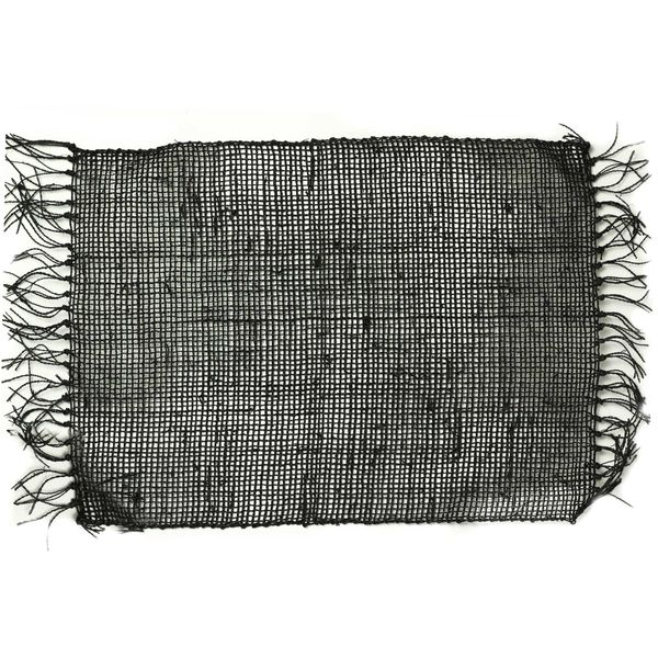 Set de table naturel à franges en jonc de mer - Noir