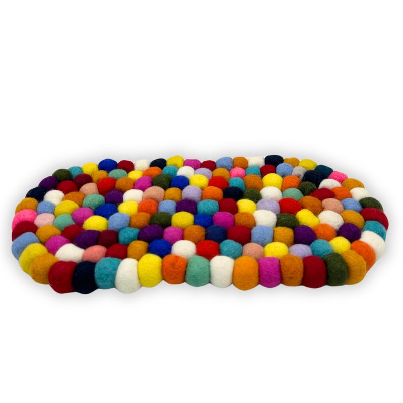Centre de table en Boules de Feutre – 38x18 cm Multicolores