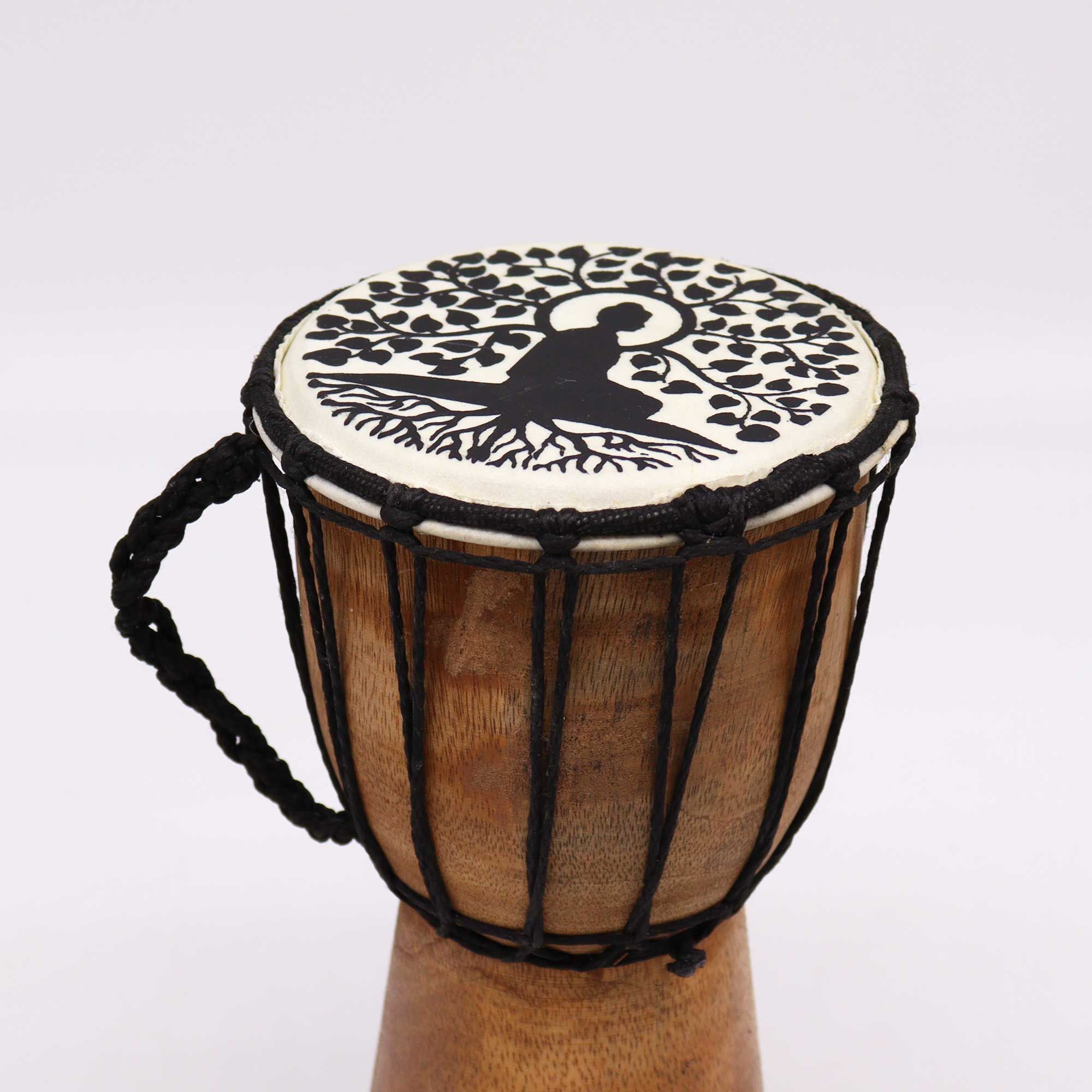 Tambor de Djembe de Topo Largo Feito à Mão - 25cm