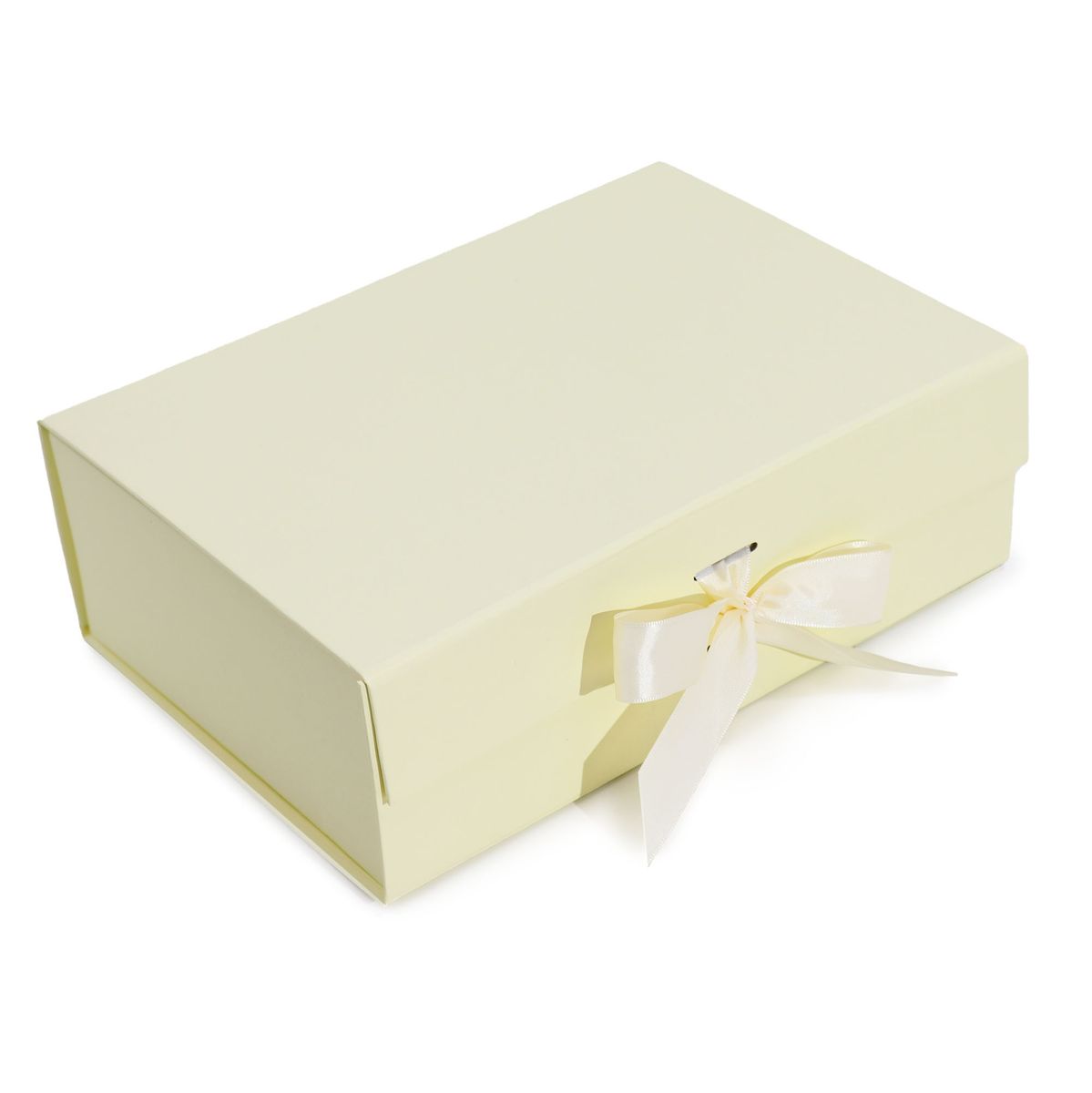 Caixa de presente dobrável com laço 28,2 x 20,2 x 9,2 cm - Marfim