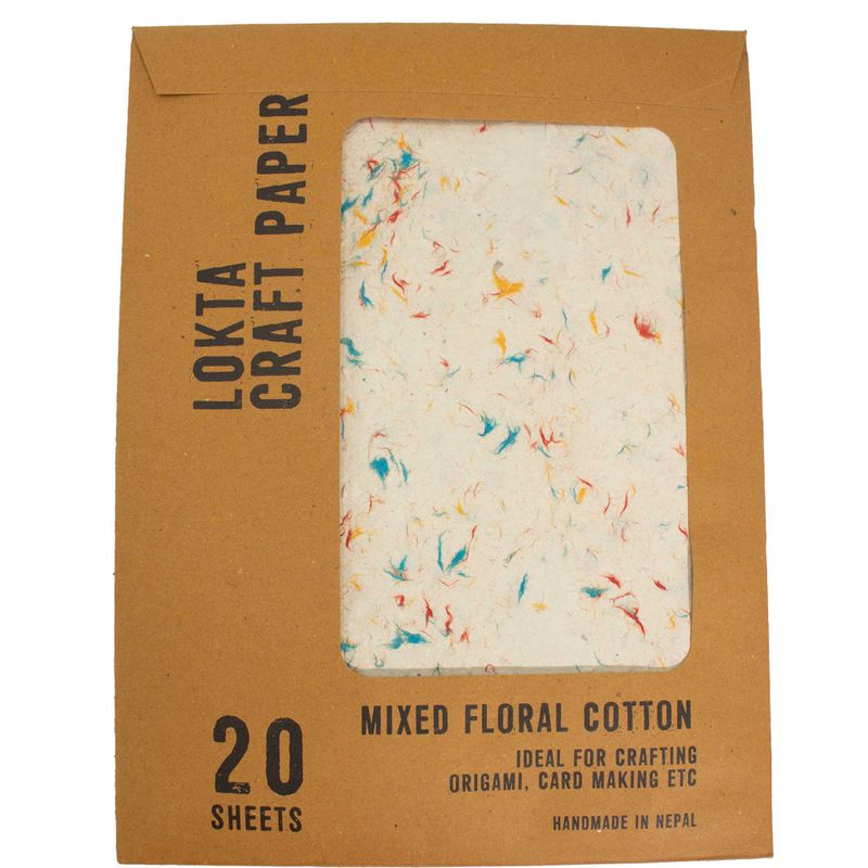 Papel Artesanal Lokta A4 (Pack 20 Folhas) - Algodão Floral Misto