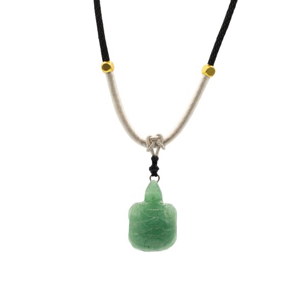 Cord Necklace Gemstone Pendant - Jade Turtle