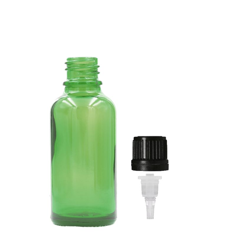 15ml Zelená Skleněná Lahvička - Bez Uzávěru