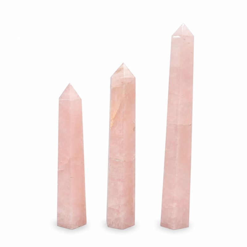 Pointes d'obélisque à six faces en pierre gemme d'environ 17 cm - Quartz rose