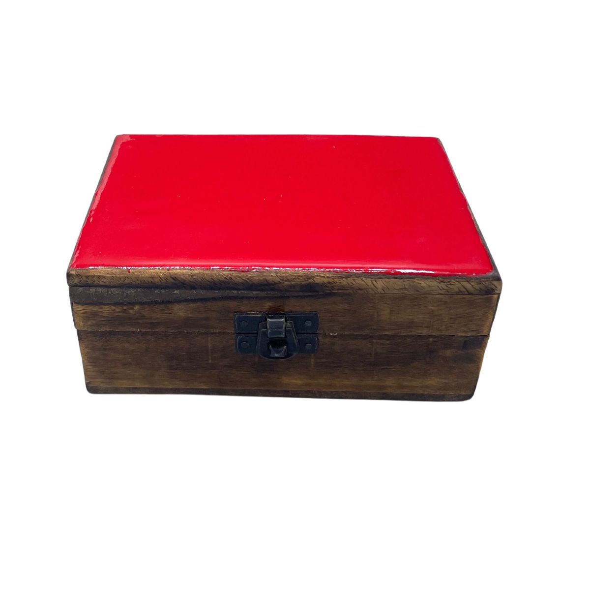 Caixa Média de Cerâmica Esmaltada - 15x10x6cm - Vermelha