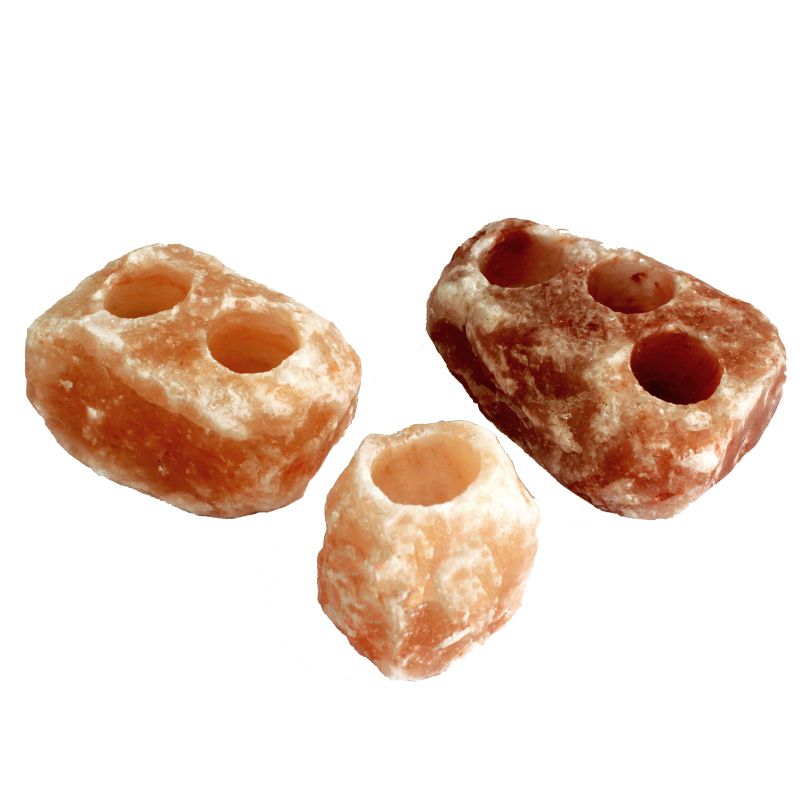 Bougeoir Naturel Cristal de Sel - 3 trous 2.5-3kg)