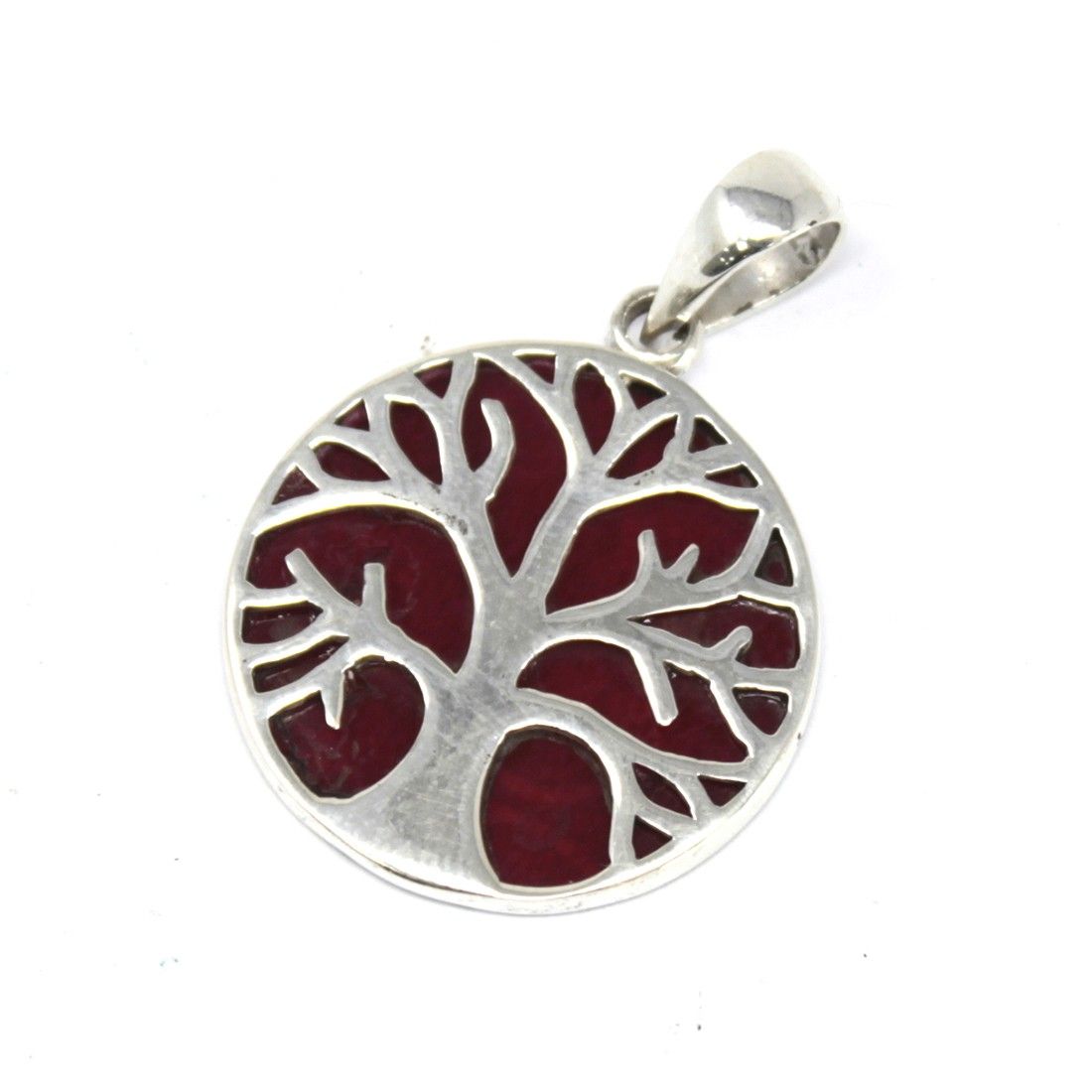 Pingente de prata Árvore da Vida 22 mm - Efeito coral
