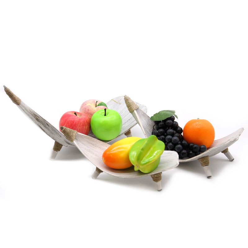 Ensemble de Bols à Fruits en Feuille de Noix de Coco - Blanc Délavé