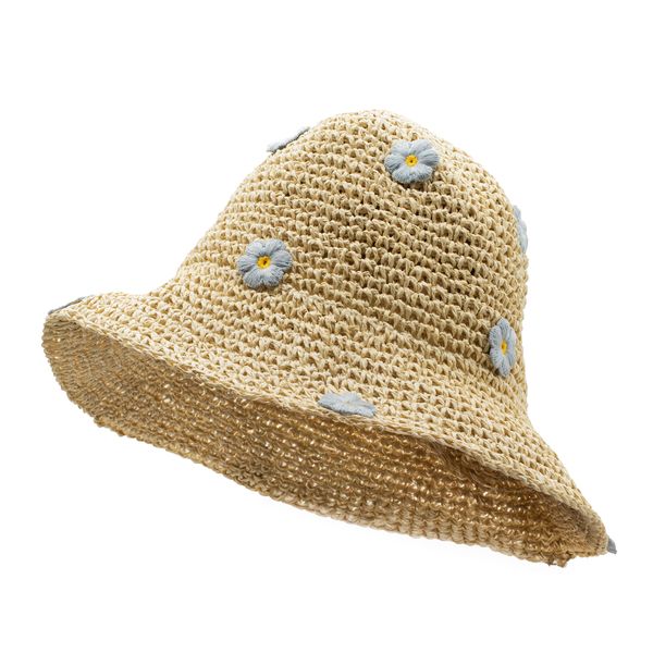 Nomad Sari Floppy Straw Sun Hat - Coffee & Daisies