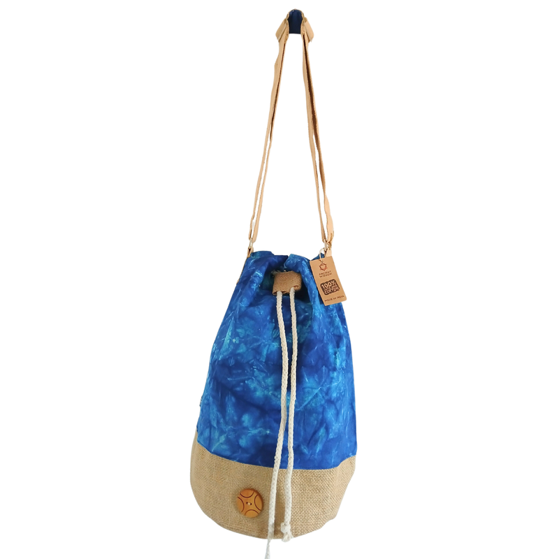 Sac à dos 100 % naturel - Bleu effet délavé - Mandala