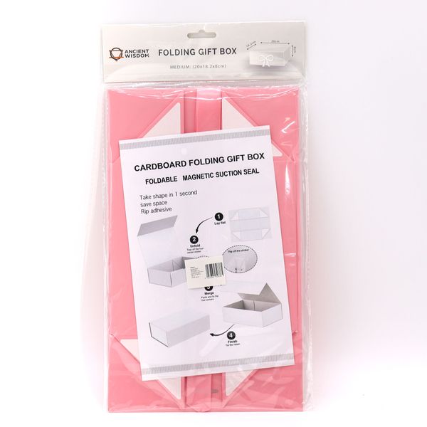 Flat Pack Gift Box - Medium Square (20x18.2x8cm) - Pink