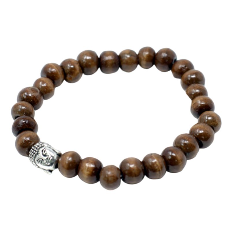 Bracelet Perles Marrons & Buddah