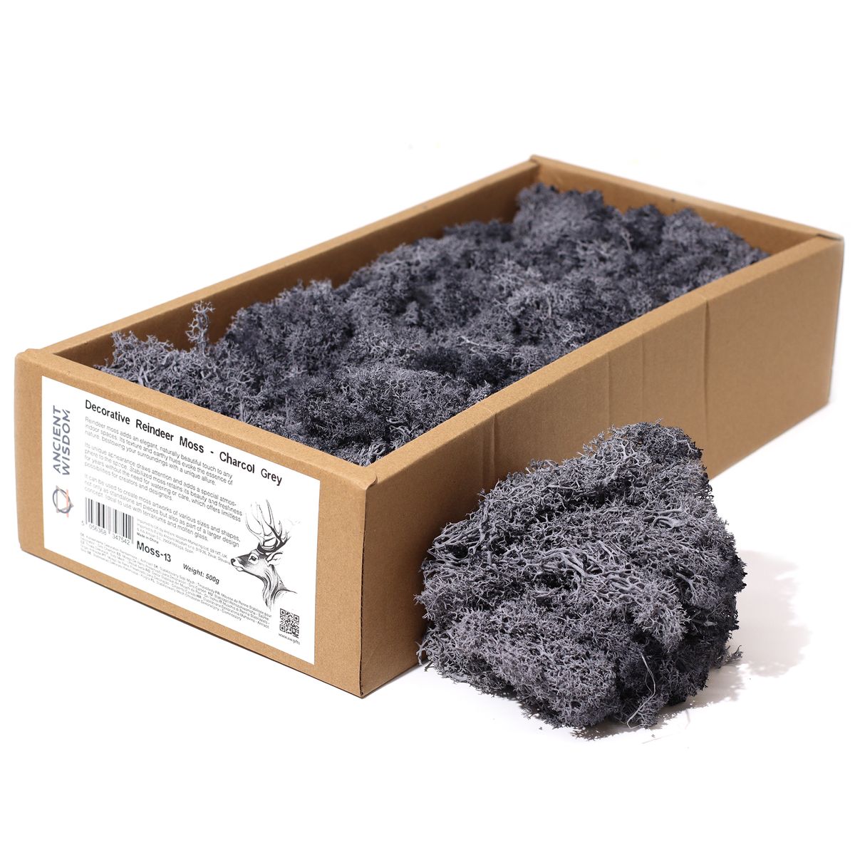 1x Musgo decorativo - Cinzento - (aprox. 500 g)