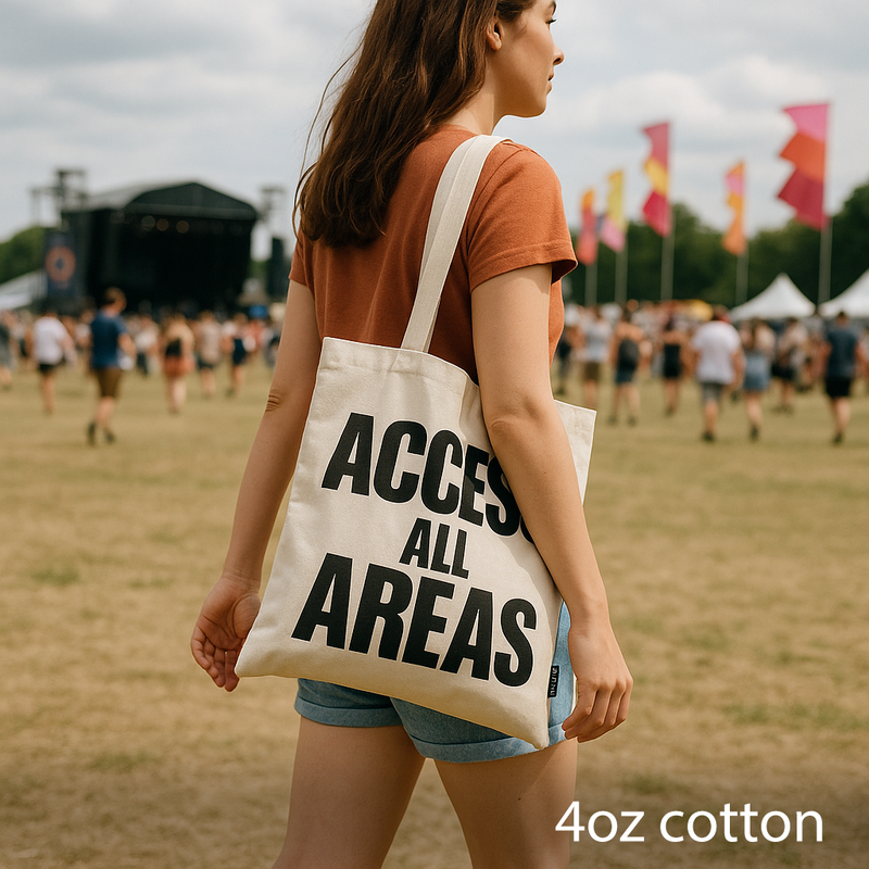 Iconic Basic Tote Bag - ACCESS ALL AREA - (40x36cm) - Natural 4oz