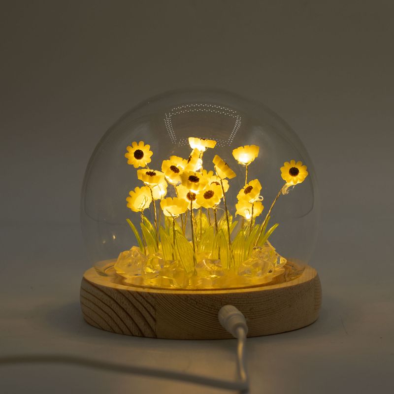 Градински купол със флорално сияние - 20 слънчогледа - LED USB