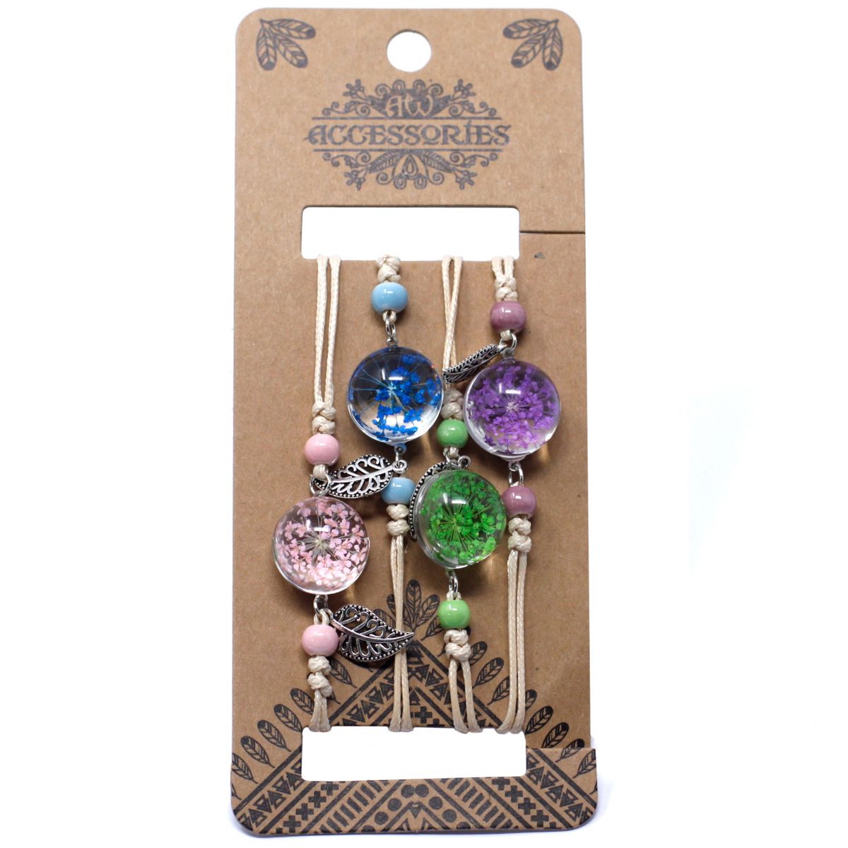 Flores Presas - Bonita pulseira de flores e folhas